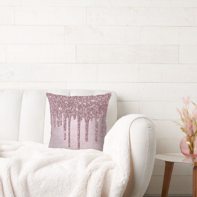 Dripping Mauve Glitter | Dusty Pink Melt Shimmer Cushion (Couch)