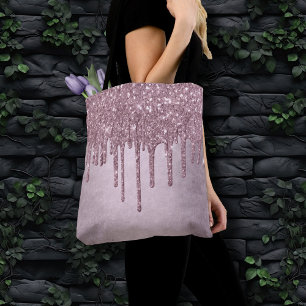 Dripping Mauve Glitter Dusty Pink Melt Shimmer Tote Bag