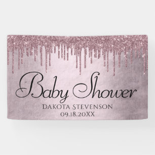 Dripping Mauve Glitter   Dusty Pink Melt Shower Banner