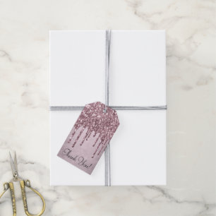 Dripping Mauve Glitter   Dusty Pink Melt Thank You Gift Tags