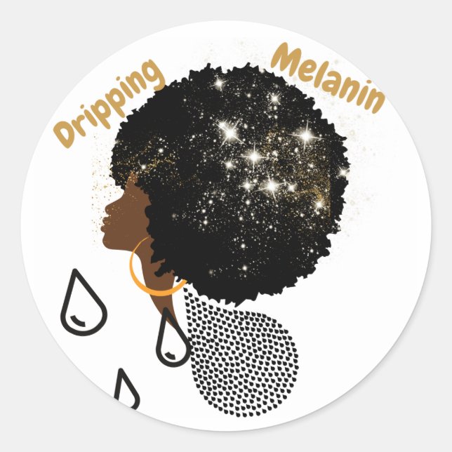 Dripping Melanin   Classic Round Sticker (Front)