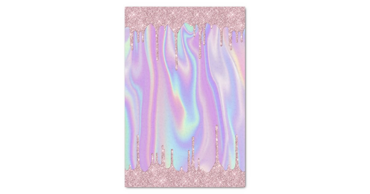 Dripping Metallic Rose Gold Glitter & Iridescent Tissue Paper | Zazzle