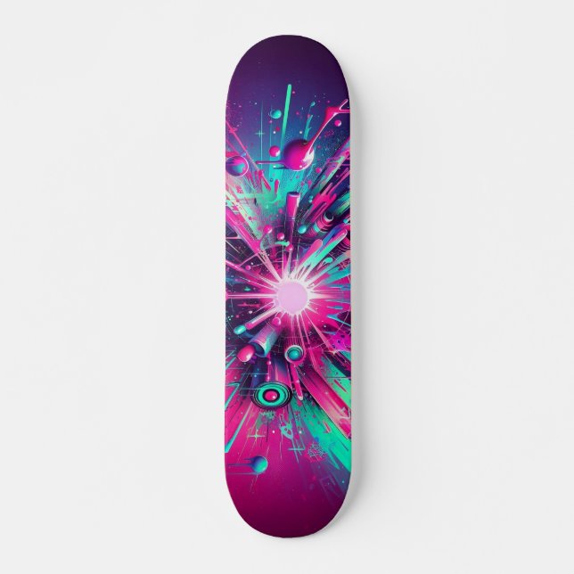 Dripping Neon Paint pattern Skateboard (Front)