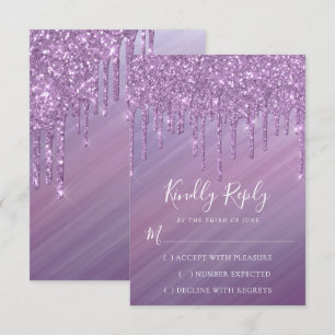 Dripping Ombre Sweet 16   Purple Gradient Slime RSVP Card