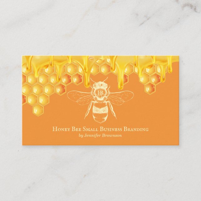 Dripping Orange Beekeeping Apiary Honey Farm Business Card (Front)
