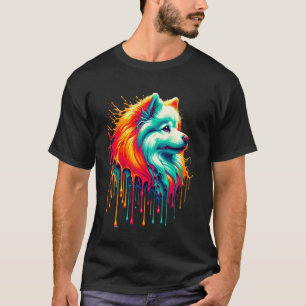 Dripping Paint Art American Eskimo Dog T-Shirt