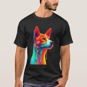 Dripping Paint Art Basenji Dog Barkless Dog T-Shirt