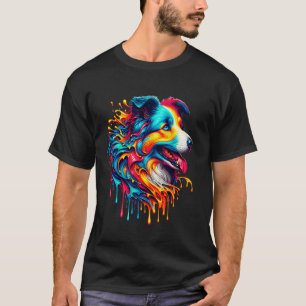 Dripping Paint Art Border Collie T-Shirt