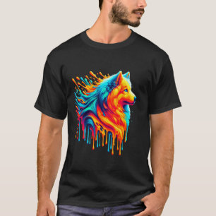 Dripping Paint Art Canadian Eskimo Dog T-Shirt