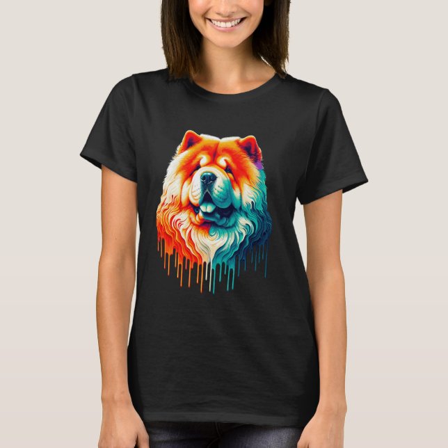 Dripping Paint Art Chow Chow T-Shirt (Front)