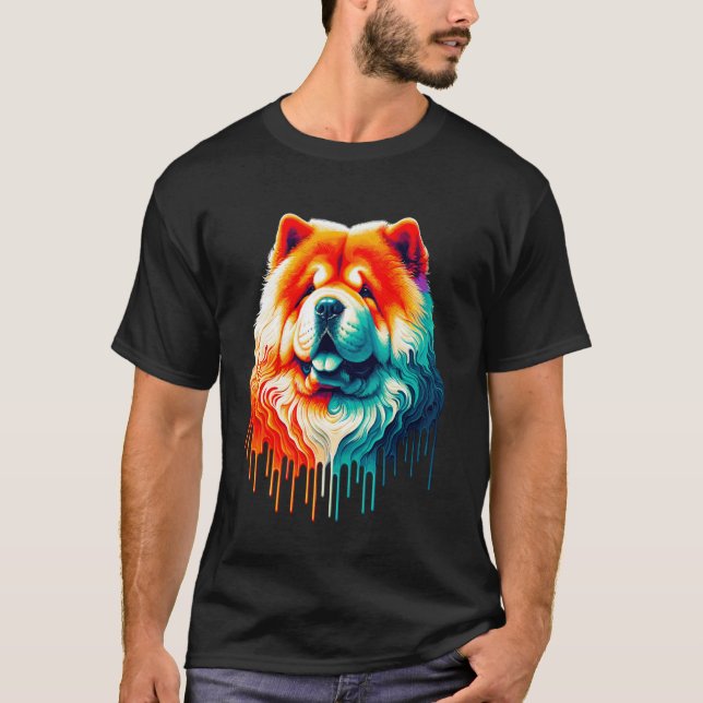 Dripping Paint Art Chow Chow T-Shirt (Front)