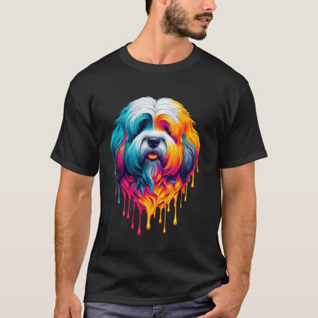 Dripping Paint Art Coton de Tulear T-Shirt (Front)