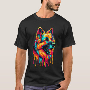 Dripping Paint Art German Shepherd GSD Alsatian T-Shirt