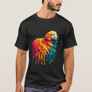 Dripping Paint Art Golden Retriever GR Dog Goldie T-Shirt