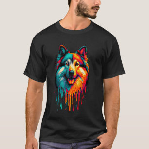 Dripping Paint Art Norwegian Elkhound T-Shirt