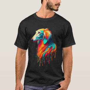 Dripping Paint Art Saluki Dog Persian Greyhound T-Shirt