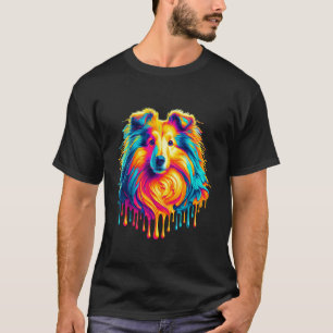 Dripping Paint Art Shetland Sheepdog Sheltie T-Shirt
