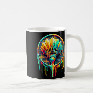Dripping Paint Badminton Player Shuttle Racket Coffee Mug