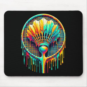 Dripping Paint Badminton Player Shuttle Racket Mouse Mat