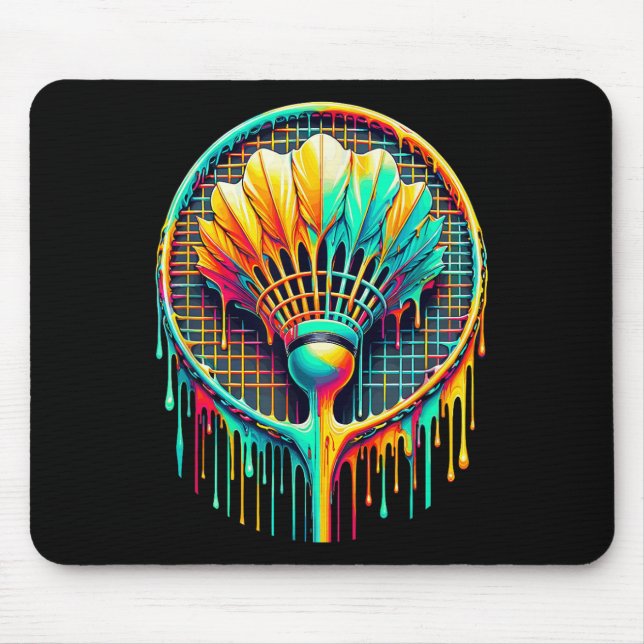 Dripping Paint Badminton Player Shuttle Racket  Mouse Mat (Front)