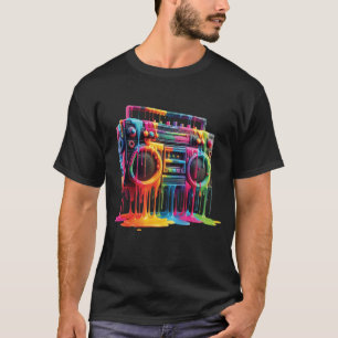 Dripping Paint Boombox Old School 80S Hip Hop Stre T-Shirt