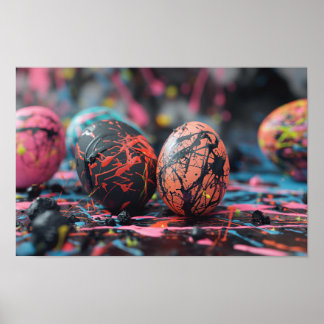 Dripping paint Easter eggs Poster