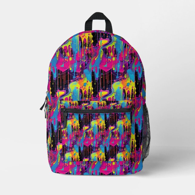 Dripping Paint Graffiti  Printed Backpack (Front)