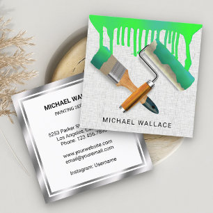 Dripping Paint Painting Works Professional Painter Square Business Card
