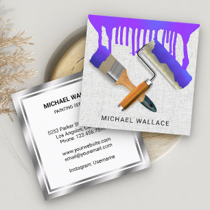 Dripping Paint Painting Works Professional Painter Square Business Card