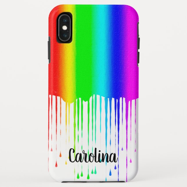Dripping Paint Rainbow, Personalised with Name Case-Mate iPhone Case (Back)