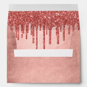 Dripping Peach Glitter   Terra Cotta Coral Orange Envelope