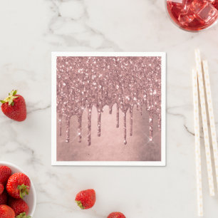 Dripping Peach Glitter   Terra Cotta Coral Orange Napkin