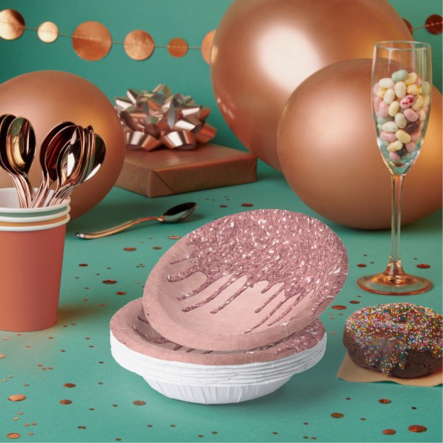 Dripping Peach Glitter | Terra Cotta Coral Orange Paper Plate (Multi)