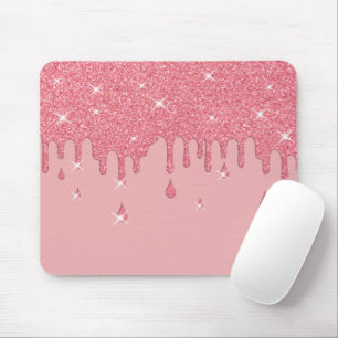 Dripping Pink Glitter Effect & Sparkles Mouse Mat