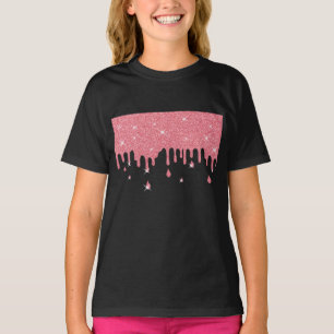 Dripping Pink Glitter Effect & Sparkles T-Shirt