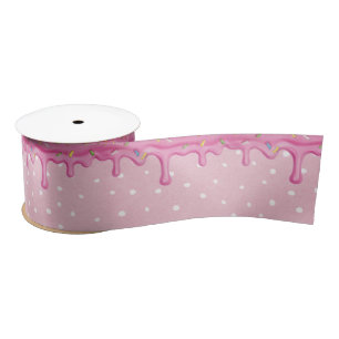 Dripping Pink Icing With Sprinkles Satin Ribbon