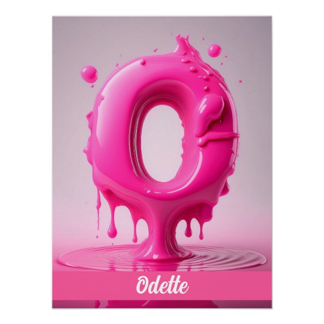 Dripping Pink Letter O - Customizable Name Poster  (Front)