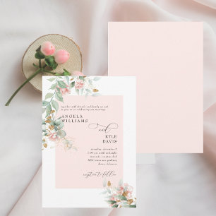 Dripping Pink Rose Eucalyptus Wedding  Invitation