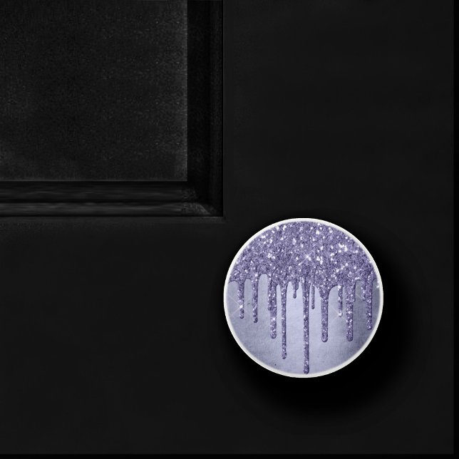 Dripping Purple Glitter | Chic Lavender Icing Pour Ceramic Knob (Creator Uploaded)