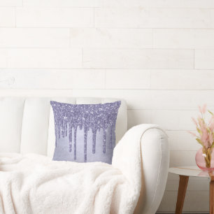 Dripping Purple Glitter   Chic Lavender Icing Pour Cushion