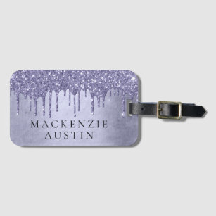 Dripping Purple Glitter   Lavender Icing Monogram Luggage Tag