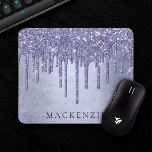 Dripping Purple Glitter Lavender Icing Monogram Mouse Mat