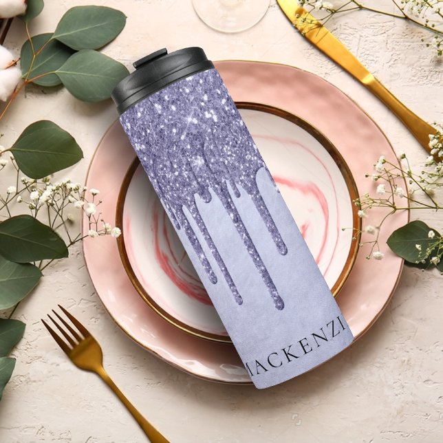 Dripping Purple Glitter | Lavender Icing Monogram Thermal Tumbler (Creator Uploaded)