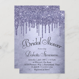 Dripping Purple Glitter   Lavender Icing Shower Invitation