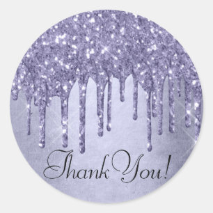 Dripping Purple Glitter   Lavender Icing Thank You Classic Round Sticker