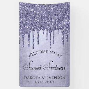 Dripping Purple Glitter Lavender Sweet Sixteen Banner