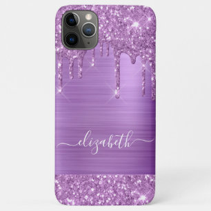 Dripping Purple Glitter Personalized iPhone 11 Pro Max Case