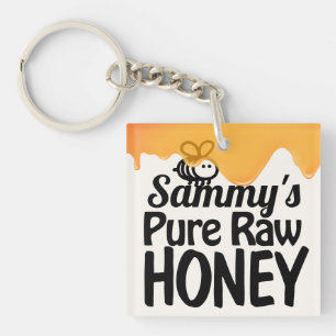 Dripping Raw Honey Bold Typography Key Ring