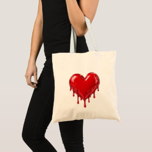 Dripping red love heart tote bag