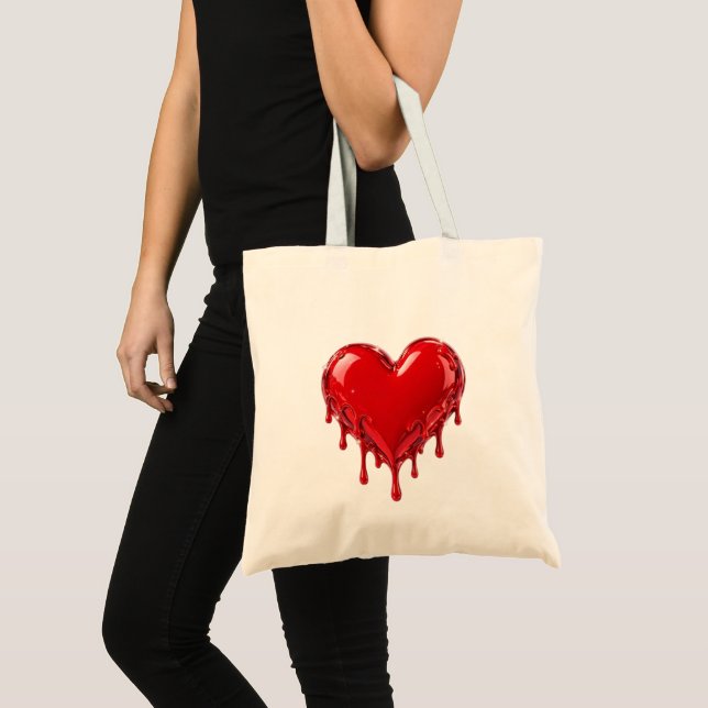 Dripping red love heart tote bag (Front (Product))